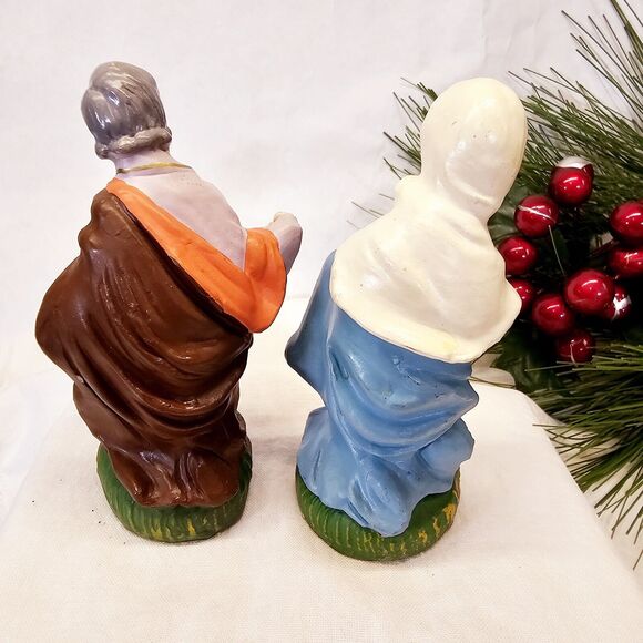 Vintage Joseph & Mother Mary Figurines Paper Mache Christmas Nativity Manger - Picture 2 of 10